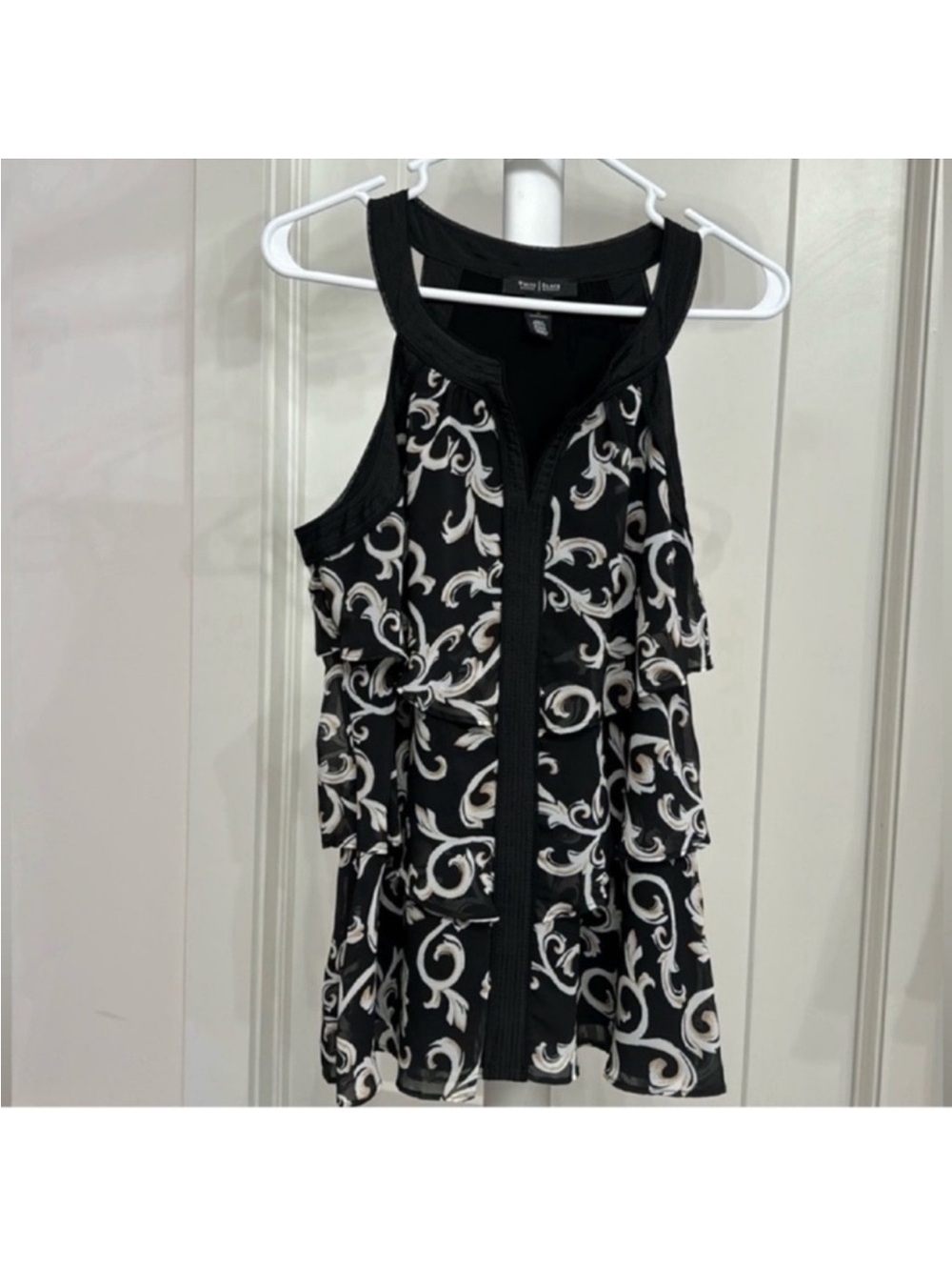 White House Black Market Sleeveless Tank Top/Shirt/Blouse Sz M Black White